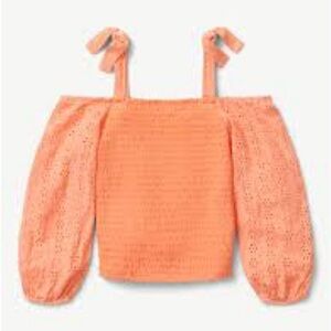 Justice Girl's Plus Smocked Long Sleeve Cold Shoulder Top